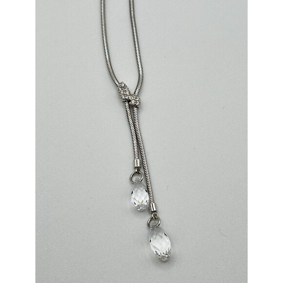 Swarovski Silver-Tone Adjustable Necklace With Crystal Drop Pendants - Picture 3 of 8